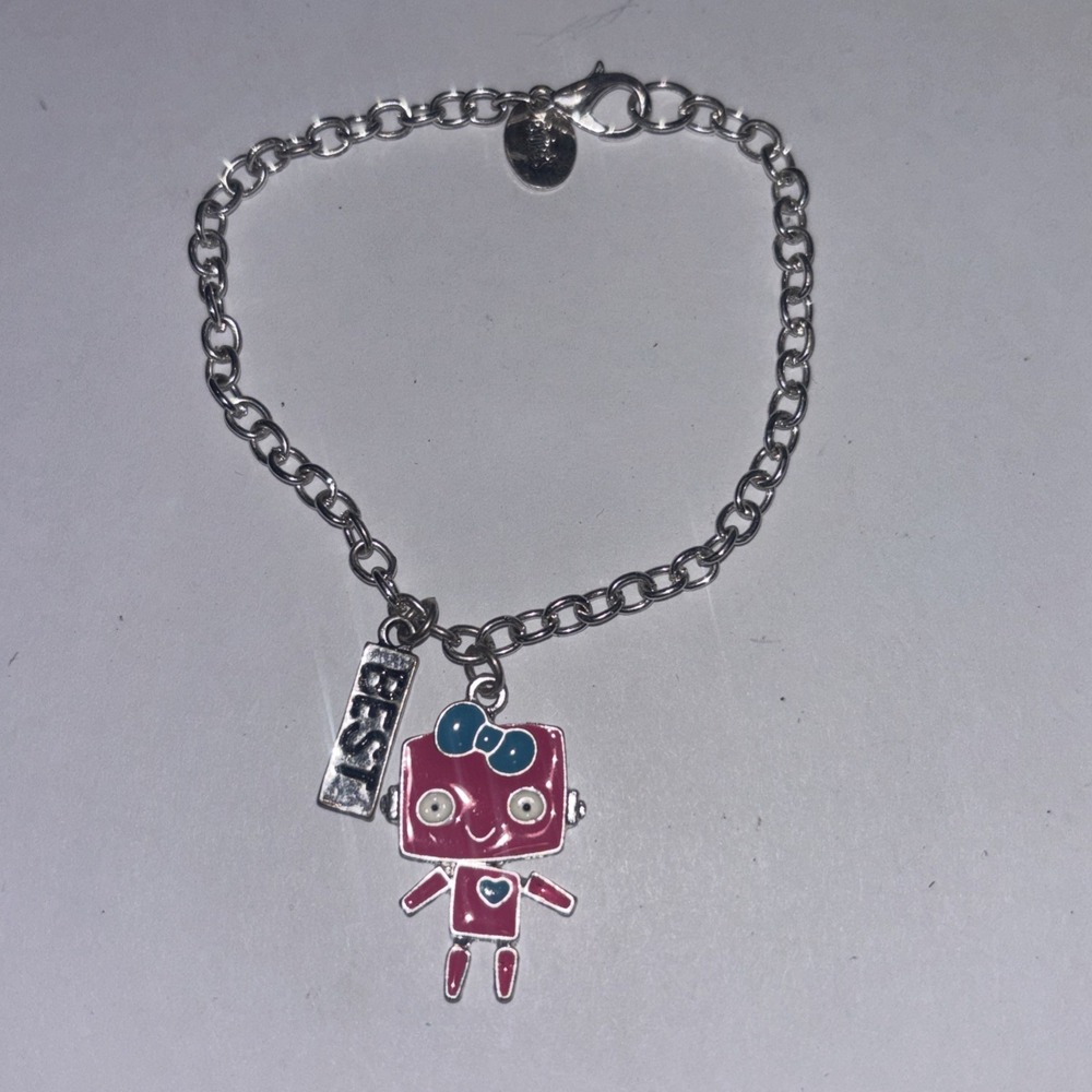 Claire's Best friends Pink Robot Charm Bracelet